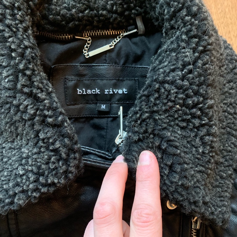 Black Rivet black motorcycle jacket - Picture 2 of 7